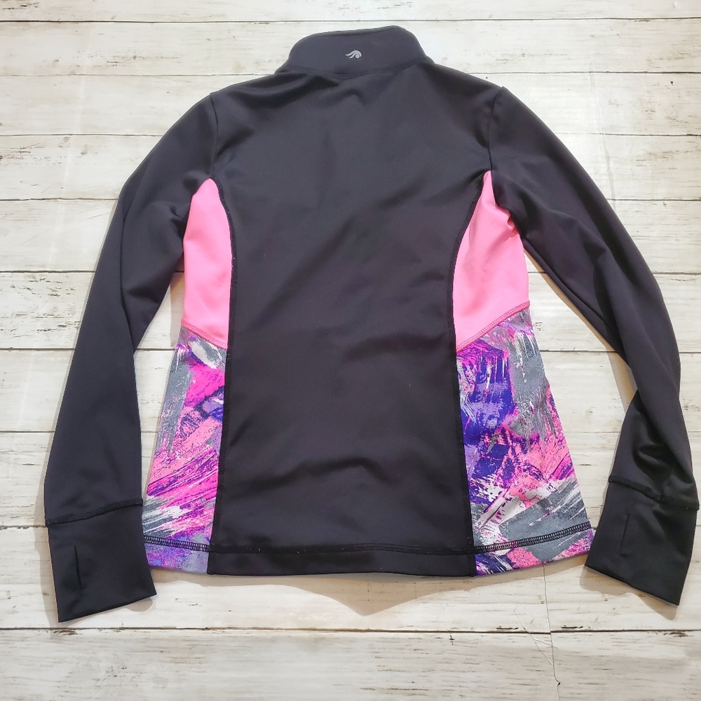 Ideology athletic jacket‎ black pink brush print size large - Picture 4 of 5